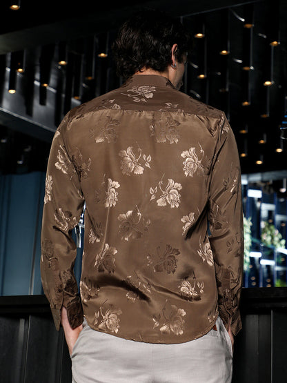 Roses-Jacquard Satin Shirt