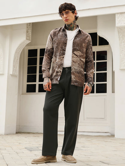 Pleated-Straight Tailored Trousers