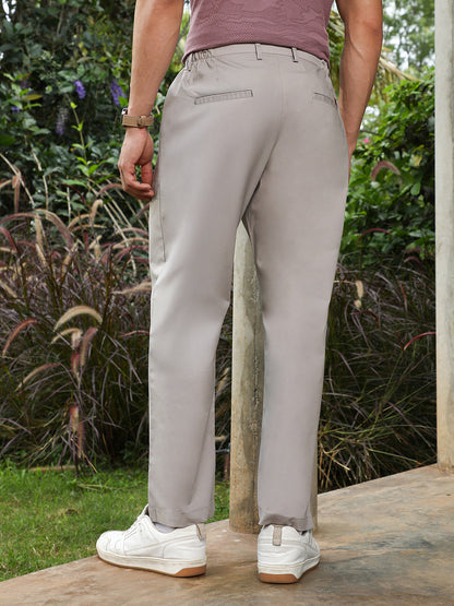 Lightweight - Fawn Grey Pleated Tailored Trousers