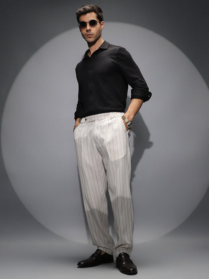 Lightweight - Pinstripe-Pleated Chino Trousers