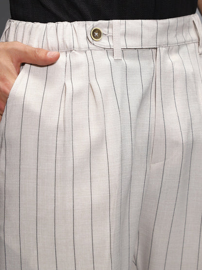 Lightweight - Pinstripe-Pleated Chino Trousers