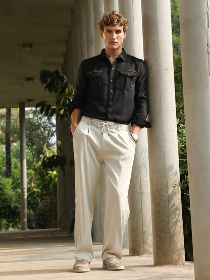 Straight Pleated Trousers