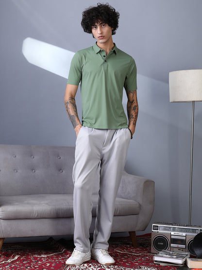 Micro-Waffle Straight Trousers