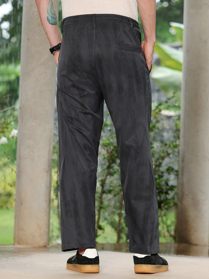 Gazed-Imprint Straight-Fit Trousers