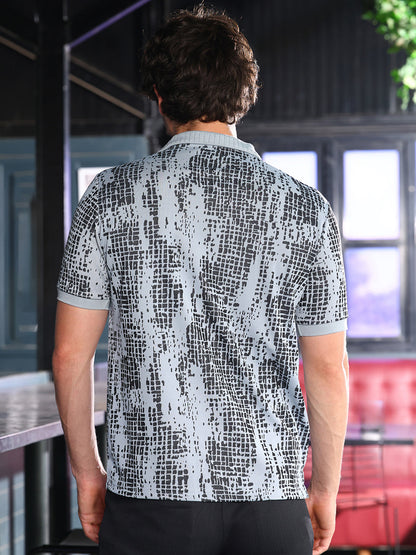 Abstract-Gravel Print Polo T-Shirt