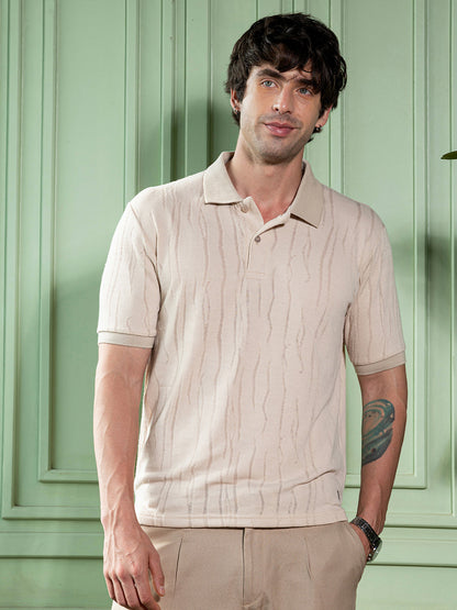 Crevice-Jacquard Polo T-Shirt