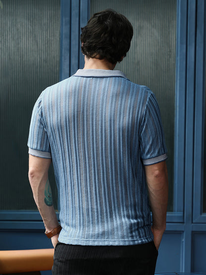 Panel Jacquard-Knit Polo T-Shirt