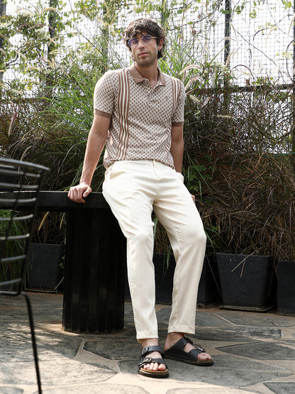 Gradient-Geometric Jacquard Polo T-Shirt