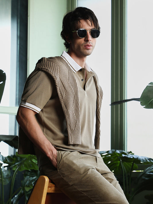Waffle-Tactile Polo T-Shirt