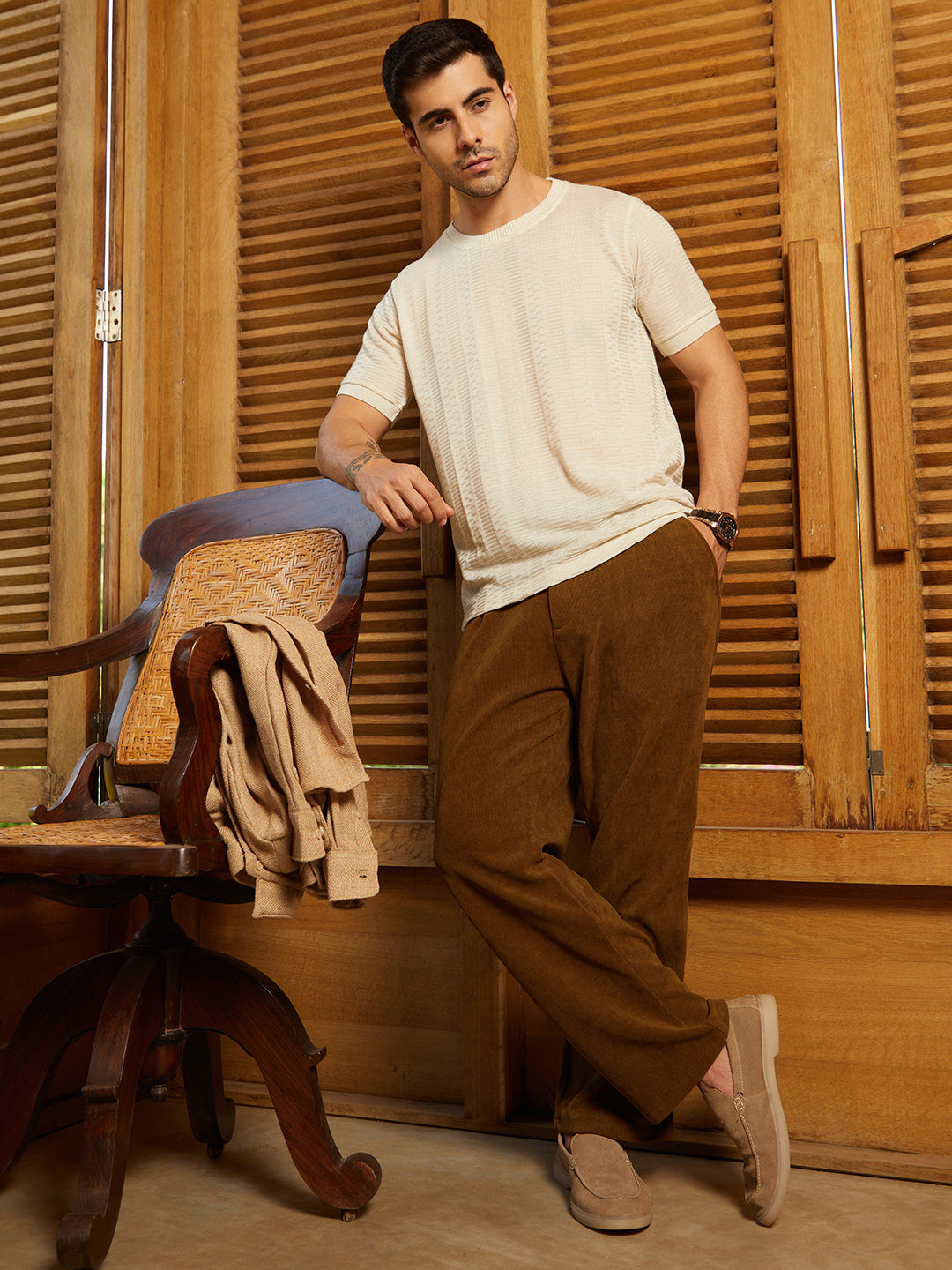 Dash-Ribbed T-Shirt