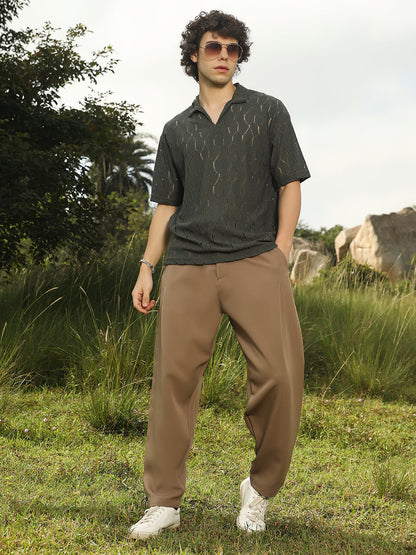 Honeycomb-Knit Polo T-Shirt