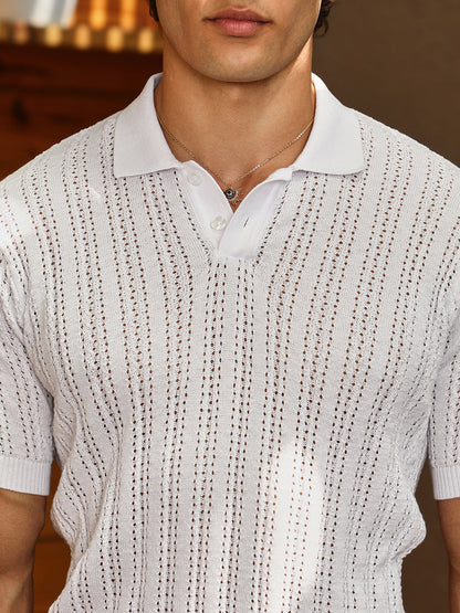 Panelled-Knit Polo T-Shirt