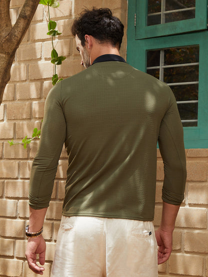 Textured Cuban Polo T-Shirt