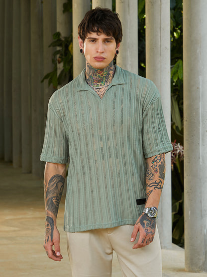 Duo-Striped Relaxed Polo T-Shirt