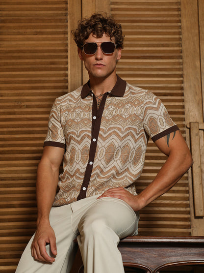 Arched-Knit Polo Shirt