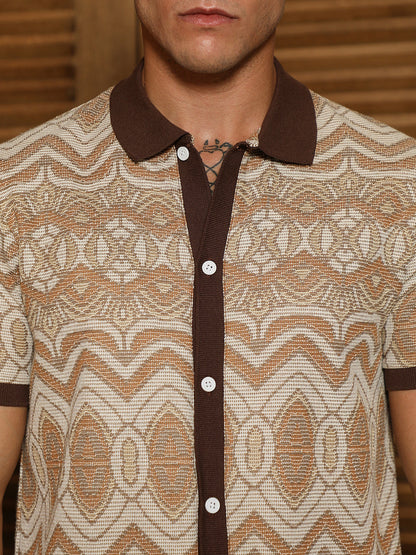 Arched-Knit Polo Shirt