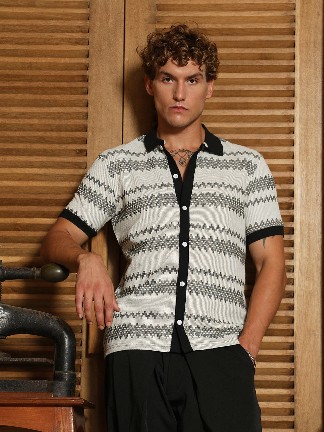 Arched-Knit Polo Shirt