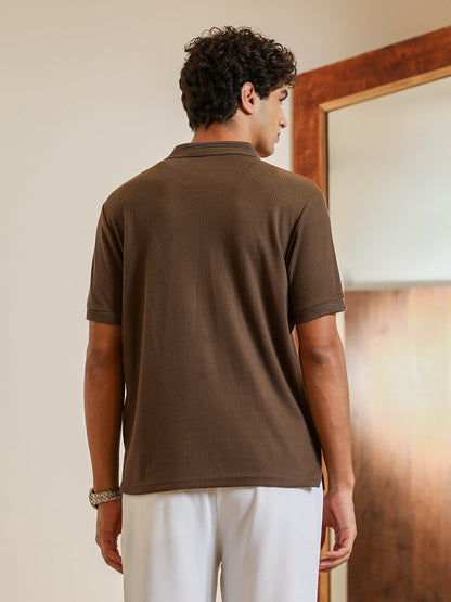 Textured-Knit Polo T-Shirt