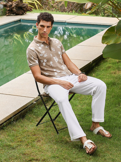 Flora-Jacquard Polo T-Shirt