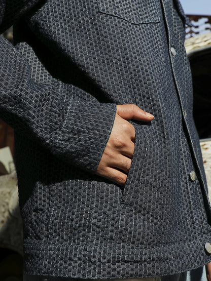 Fleece Polka Dot Denim Jacket