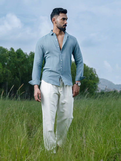Sky Blue Breezy-Weave Shirt